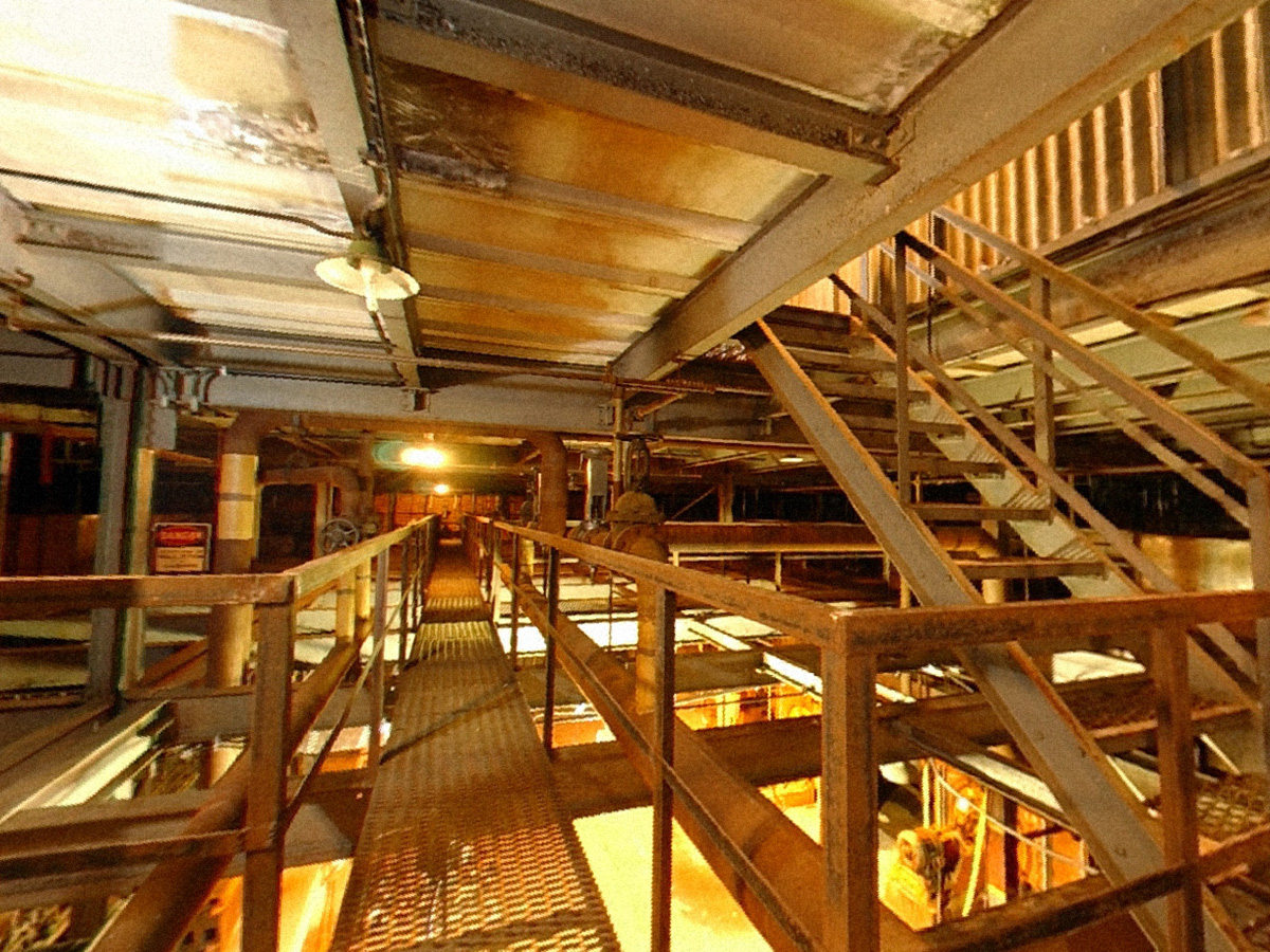 Catwalk in K-25 Pipe Gallery with stairs to Operating Floor
