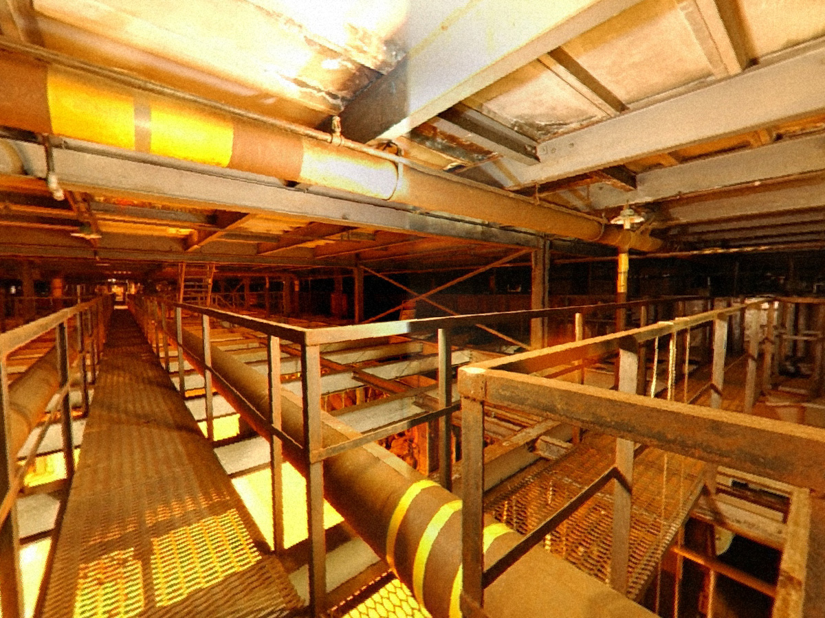 Catwalk in K-25 Pipe Gallery above Withdrawal Alley